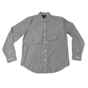 Vintage Ralph Lauren Non Iron Striped Long Sleeve Button Down Collared Polo Top